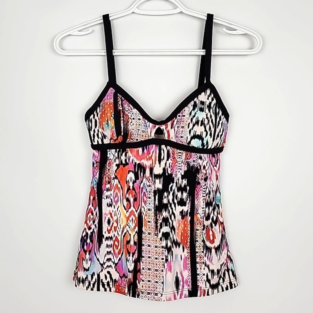 Seafolly Beach Women's Gypsy Nectarine Tankini Top White Pink Black Trim 6 - Picture 5 of 16